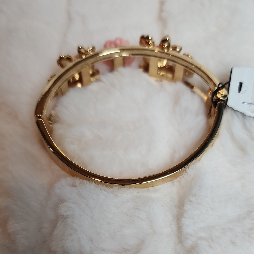 Guess Gold Bracelet with Pink Floral Accents - Picture 3 of 7